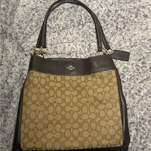 Coach Brown and Tan Shoulder Bag